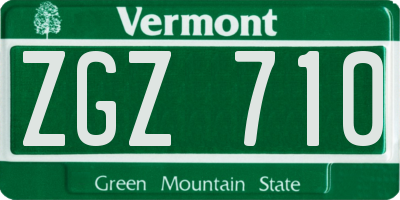 VT license plate ZGZ710