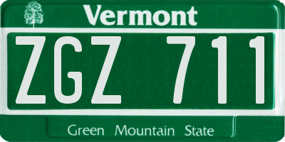 VT license plate ZGZ711