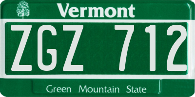 VT license plate ZGZ712