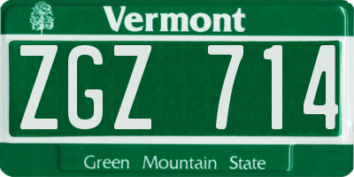 VT license plate ZGZ714