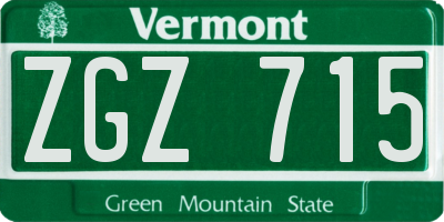VT license plate ZGZ715