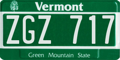 VT license plate ZGZ717