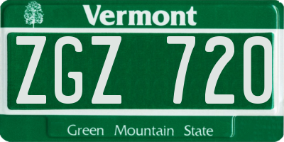 VT license plate ZGZ720