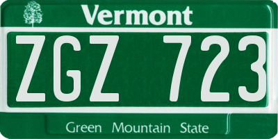 VT license plate ZGZ723