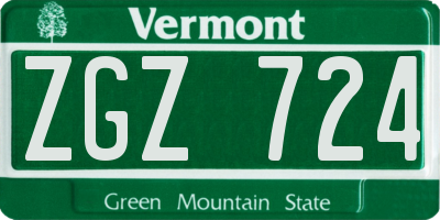 VT license plate ZGZ724