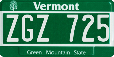 VT license plate ZGZ725