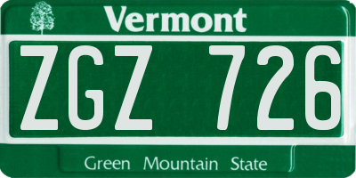 VT license plate ZGZ726