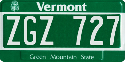 VT license plate ZGZ727