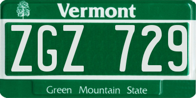 VT license plate ZGZ729