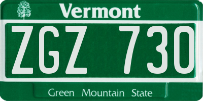 VT license plate ZGZ730