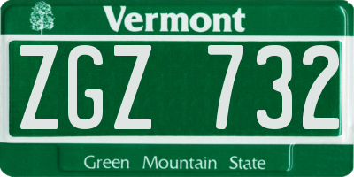 VT license plate ZGZ732