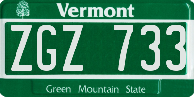VT license plate ZGZ733