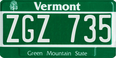 VT license plate ZGZ735
