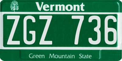 VT license plate ZGZ736