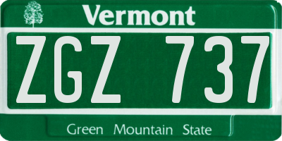 VT license plate ZGZ737