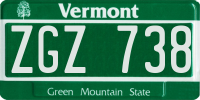 VT license plate ZGZ738