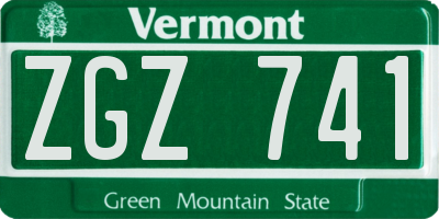 VT license plate ZGZ741