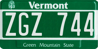 VT license plate ZGZ744