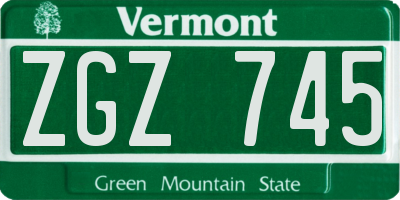 VT license plate ZGZ745