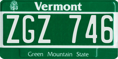 VT license plate ZGZ746