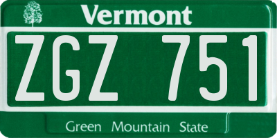 VT license plate ZGZ751