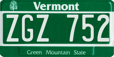 VT license plate ZGZ752