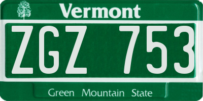 VT license plate ZGZ753