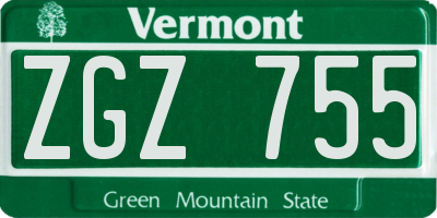 VT license plate ZGZ755
