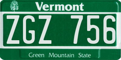VT license plate ZGZ756