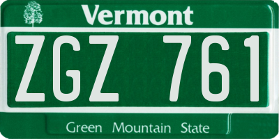 VT license plate ZGZ761