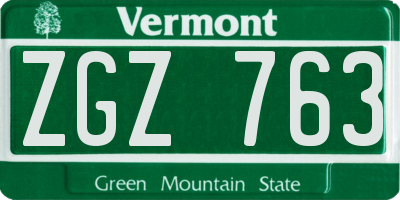 VT license plate ZGZ763