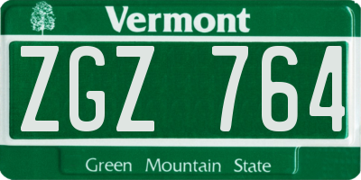 VT license plate ZGZ764