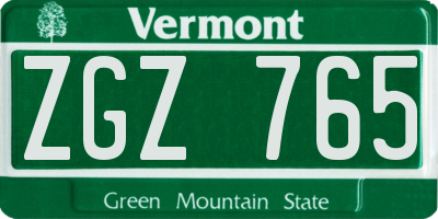 VT license plate ZGZ765