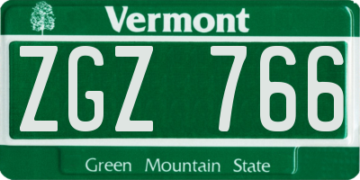 VT license plate ZGZ766