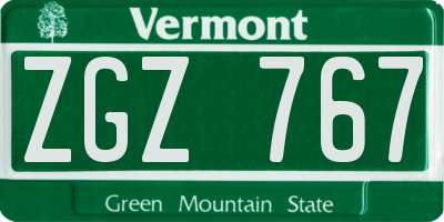 VT license plate ZGZ767