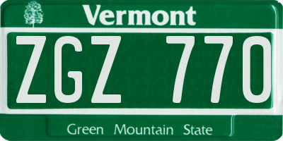 VT license plate ZGZ770