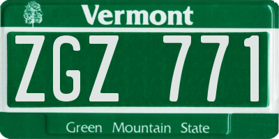 VT license plate ZGZ771