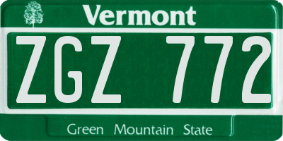 VT license plate ZGZ772
