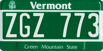 VT license plate ZGZ773
