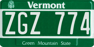 VT license plate ZGZ774