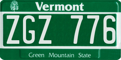 VT license plate ZGZ776