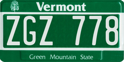 VT license plate ZGZ778