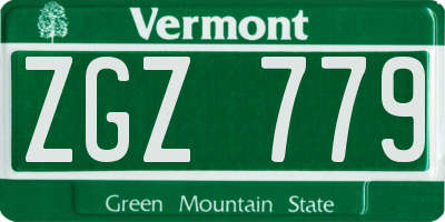 VT license plate ZGZ779