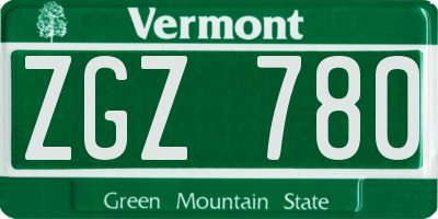VT license plate ZGZ780