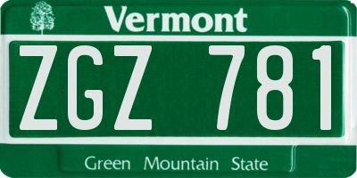 VT license plate ZGZ781