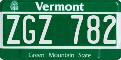 VT license plate ZGZ782