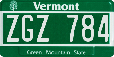 VT license plate ZGZ784