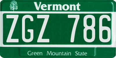 VT license plate ZGZ786