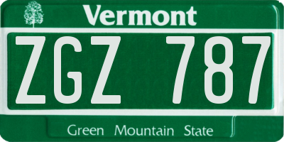 VT license plate ZGZ787