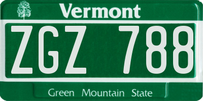 VT license plate ZGZ788